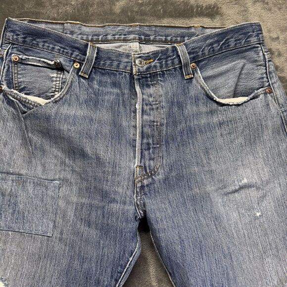 Levi’s 501 Jeans Men’s 36x27 Measured Tag 38x30 Altered Fade Thrashed Grunge - Picture 2 of 16